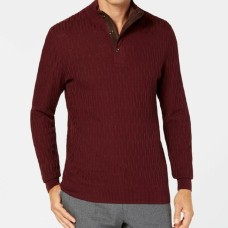 Tasso Elba Men’s Quarter-Zip Sweater (Red, Medium)