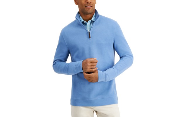  Men’s Quarter-Zip Sweatshirt (Blue, Small)