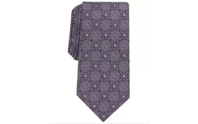  Men's Soana Medallion Silk Necktie, Purple