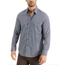 Tasso Elba Men’s Stretch Medallion-Print Shirt (Navy, XL)