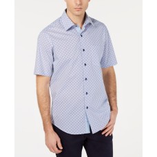 Tasso Elba Men’s Stretch Medallion Tile Shirts (Light Blue, XL)