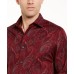  Men’s Stretch Paisley-Print Shirt, Red, Small
