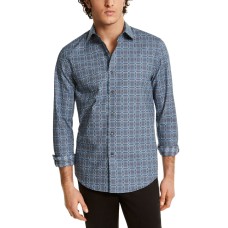 Tasso Elba Men’s Stretch Plaid Shirts (Teal Combo, S)