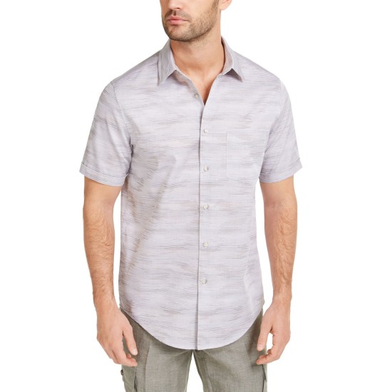  Men’s Stretch Textured Stripe Shirts (Gray, S)