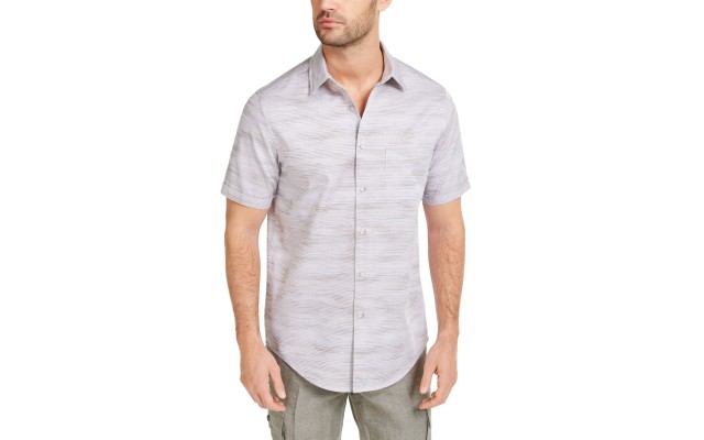  Men’s Stretch Textured Stripe Shirts (Gray, S)
