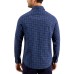  Men’s Stretch Tile-Print Shirt (Small, Navy)