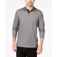 Tasso Elba Men’s Supima Blend Long-Sleeve Polo (Gray, XXL)
