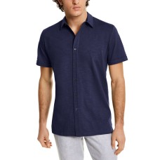 Tasso Elba Men’s Textured Shirt (Dark Blue, M)