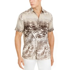 Tasso Elba Men’s Tropical Print Shirts (Beigekhaki,S)