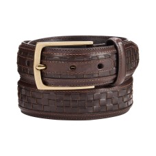 Tasso Elba Men’s Woven Belt (Dark Brown, M)