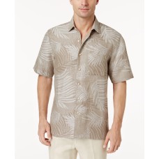 Tasso Elba Tropical Print Silk Linen Blend Short-Sleeve Shirt