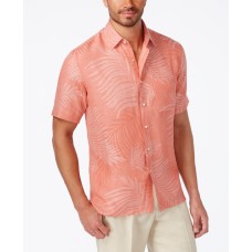 Tasso Elba Tropical Print Silk Linen Blend Short-Sleeve Shirt