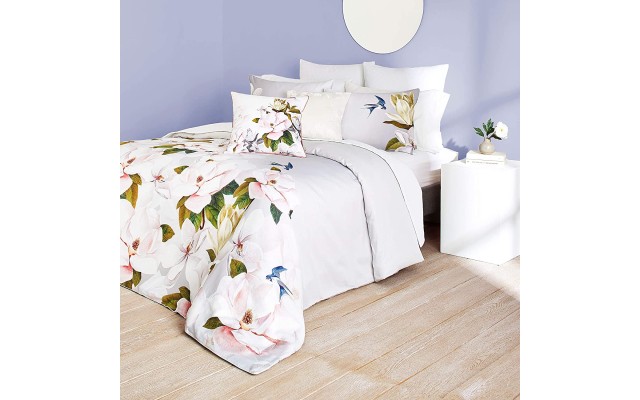 Ted Baker Opal Cotton 3 Piece Comforter Set with Shams (Grey, Full/Queen)