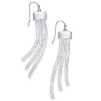 Thalia Sodi Extra Large Silver-Tone Herringbone Chain Drop Earrings