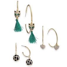 Thalia Sodi Gold-Tone 3-Pc. Set Pave & Tassel Hoop Earrings