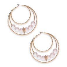 Thalia Sodi Gold-Tone Bead Triple Hoop Earrings
