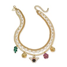 Thalia Sodi Gold-Tone Crystal & Imitation Pearl Bee Multi-Charm Layered Necklace