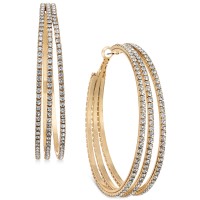 Thalia Sodi Gold-Tone Crystal Multi-Row Hoop Earrings