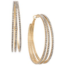 Thalia Sodi Gold-Tone Crystal Multi-Row Hoop Earrings