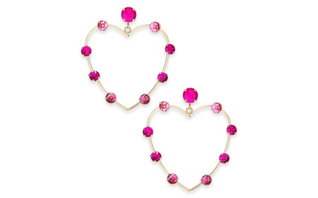  Gold-Tone Crystal Open Heart Drop Earrings