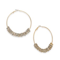 Thalia Sodi Gold-Tone Crystal Square Bead Hoop Earrings