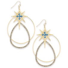Thalia Sodi Gold-Tone Crystal Star Mobile Hoop Drop Earrings