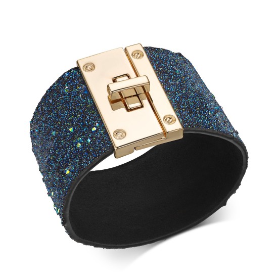  Gold-Tone Glitter Wrap Bracelet (Blue)