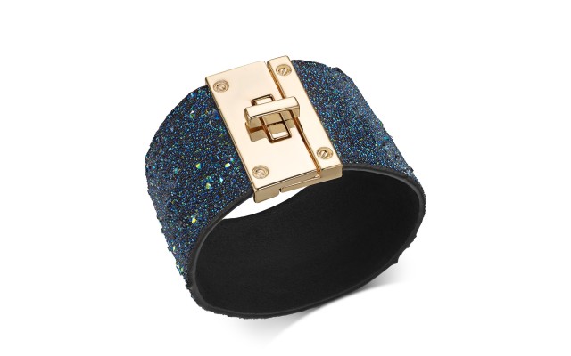  Gold-Tone Glitter Wrap Bracelet (Blue)