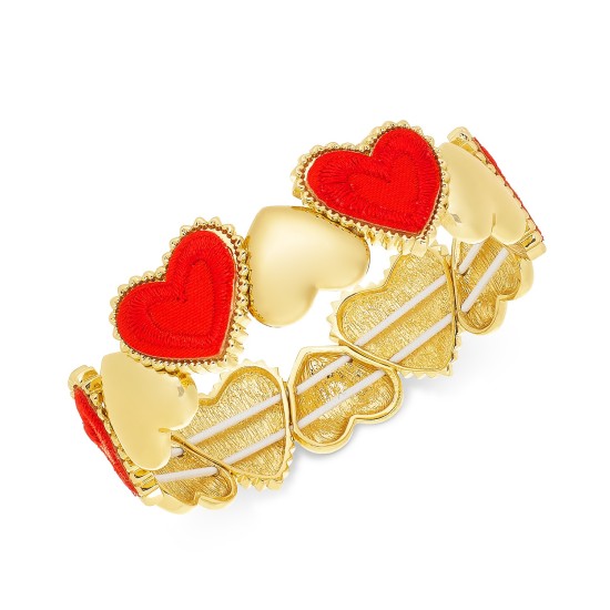  Gold-Tone Heart Stretch Bracelet