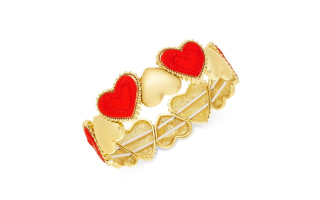  Gold-Tone Heart Stretch Bracelet
