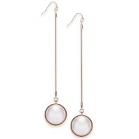Thalia Sodi Gold-Tone Imitation Pearl Bezel Chain Drop Earrings, White