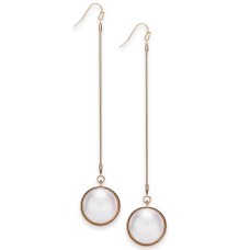 Thalia Sodi Gold-Tone Imitation Pearl Bezel Chain Drop Earrings, White