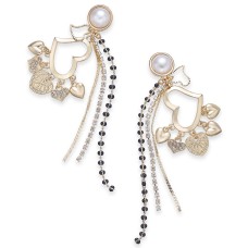 Thalia Sodi Gold-Tone Imitation Pearl Heart Charm Drop Earring