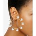  Gold-Tone Large Imitation Pearl Hoop Earrings