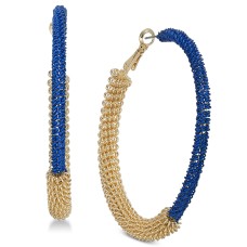 Thalia Sodi Gold-Tone Link-Wrapped Large Hoop Earrings, Blue