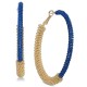 Gold-Tone Link-Wrapped Large Hoop Earrings, Blue