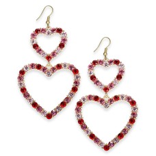 Thalia Sodi Gold-Tone Pave Double-Heart Drop Earrings
