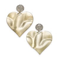 Thalia Sodi Gold-Tone Pave Hammered Heart Drop Earrings