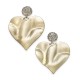  Gold-Tone Pave Hammered Heart Drop Earrings