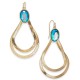  Gold-Tone Stone Double Teardrop Earrings, Blue