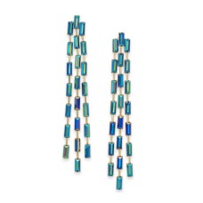 Thalia Sodi Gold-Tone Stone Triple-Row Linear Drop Earrings – Blue