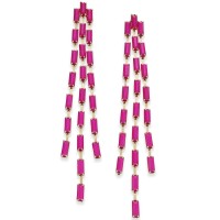 Thalia Sodi Gold-Tone Stone Triple-Row Linear Drop Earrings, Pink
