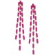  Gold-Tone Stone Triple-Row Linear Drop Earrings, Pink