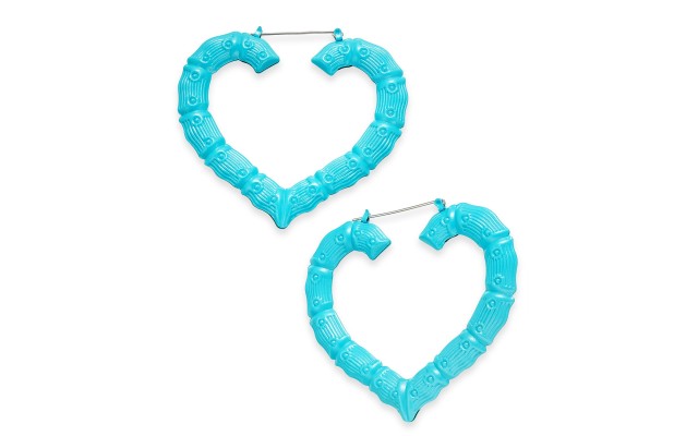  Heart Extra Large Hoop Earrings, Blue