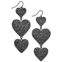 Thalia Sodi Hematite-Pink Tone Pave Heart Triple Drop Earrings