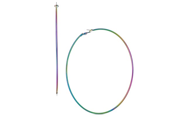  Multicolor Extra-Large Spaghetti Hoop Earrings, 4.5″