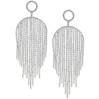 Thalia Sodi Silver-Tone Pave Crystal Tassel Mobile Drop Earrings