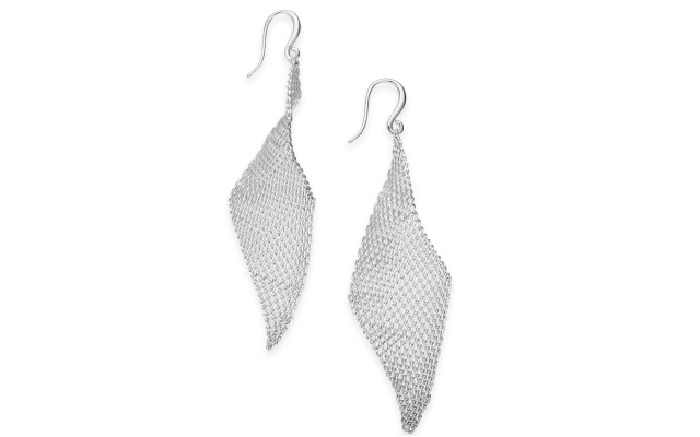  Twisted Mesh Drop Earrings, Silver