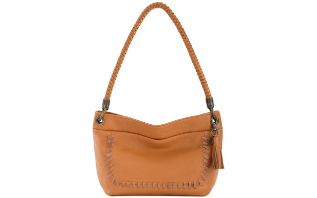  Flores Leather Small Hobo Handbag, Ochre