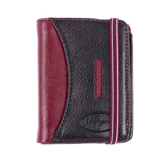  Men's Minimalist Wallet Slim Bifold With Multi Credit Card Pockets Large Capacity, Black-Bordeaux